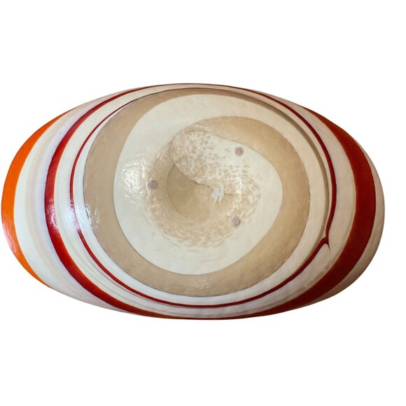 Murano Yalos Art Glass Centerpiece Bowl Rouge Ivory And Red 20" X 11.5" X 7" Dec - Picture 9 of 10